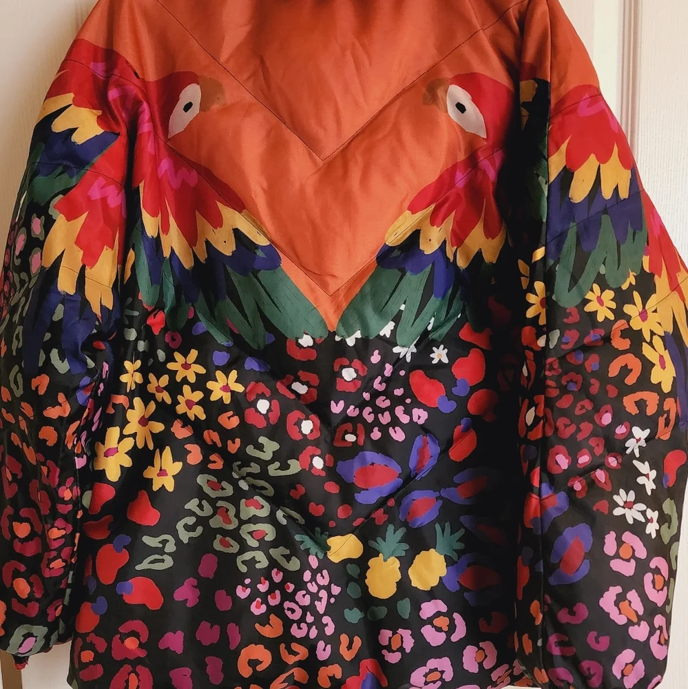 Farm Rio Macaw-Print Faux-Shearling Puffer Jacket - Picture 5 of 6